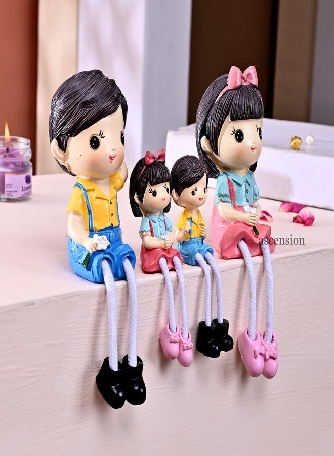 ascension Handcrafted Resin Family Dolls Set Mom Dad & Kids Figurines with Hanging Legs Statues Love Showpiece Decorative Items for Tabletop Birthday Gift Wedding Valentine's Day Home & Office Décor - Image 3